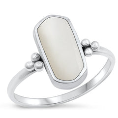 Sterling Silver Oxidized Mother of Pearl Ring-15mm