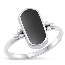 Load image into Gallery viewer, Sterling Silver Oxidized Black Agate Ring-15mm