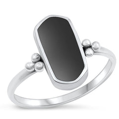Sterling Silver Oxidized Black Agate Ring-15mm