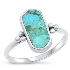 Sterling Silver Oxidized Genuine Turquoise Ring-15mm
