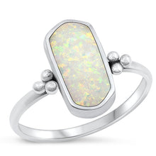 Load image into Gallery viewer, Sterling Silver Oxidized White Lab Opal and Ring-15mm
