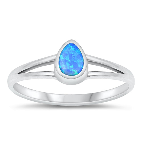 Sterling Silver Oxidized Blue Lab Opal and Ring-6.6mm