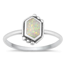 Load image into Gallery viewer, Sterling Silver Oxidized White Lab Opal and Ring-11.6mm