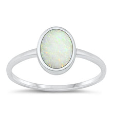 Load image into Gallery viewer, Sterling Silver High Polished White Lab Opal and Ring-9.9mm