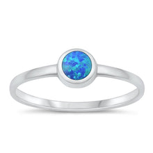 Load image into Gallery viewer, Sterling Silver High Polished Blue Lab Opal and Ring