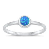 Sterling Silver High Polished Blue Lab Opal and Ring