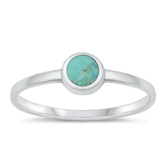 Sterling Silver High Polished Genuine Turquoise Ring-6mm