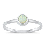 Sterling Silver High Polished White Lab Opal and Ring