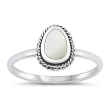 Load image into Gallery viewer, Sterling Silver Oxidized Mother of Pearl Ring-9mm