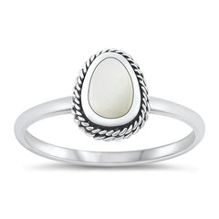 Sterling Silver Oxidized Mother of Pearl Ring-9mm