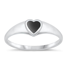 Load image into Gallery viewer, Sterling Silver Oxidized Heart Black Agate Ring-5.7mm