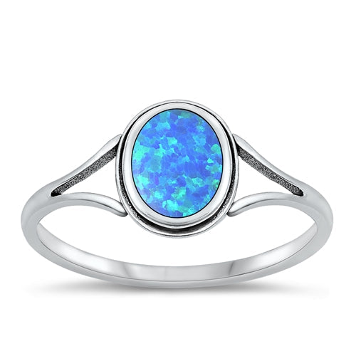 Sterling Silver Oxidized Blue Lab Opal Ring-10mm