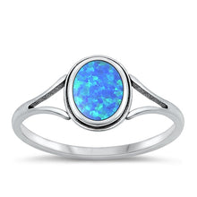 Load image into Gallery viewer, Sterling Silver Oxidized Blue Lab Opal Ring-10mm