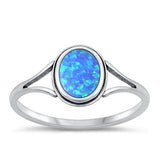 Sterling Silver Oxidized Blue Lab Opal Ring-10mm