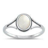 Sterling Silver Oxidized Mother Of Pearl Ring-10mm