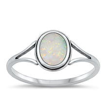 Load image into Gallery viewer, Sterling Silver Oxidized White Lab Opal Ring-10mm