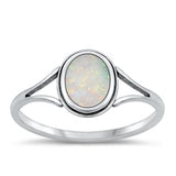 Sterling Silver Oxidized White Lab Opal Ring-10mm