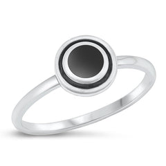 Sterling Silver Oxidized Black Agate Ring-8mm