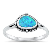 Load image into Gallery viewer, Sterling Silver Oxidized Blue Lab Opal Ring-9mm