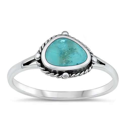 Sterling Silver Oxidized Genuine Turquoise Ring-9mm