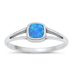 Sterling Silver Oxidized Blue Lab Opal Ring-6mm