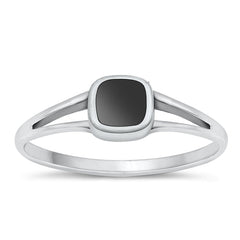 Sterling Silver Oxidized Black Agate Ring-6mm