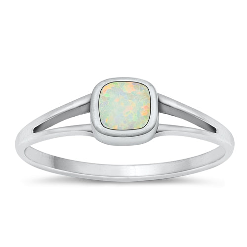 Sterling Silver Oxidized White Lab Opal Ring-6mm