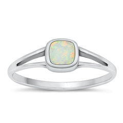 Sterling Silver Oxidized White Lab Opal Ring-6mm