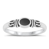 Sterling Silver Oxidized Black Agate Ring-5.2mm