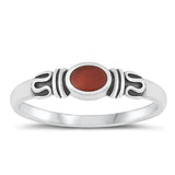Sterling Silver Oxidized Red Agate Ring-5.2mm