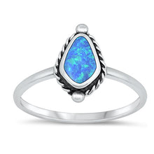 Load image into Gallery viewer, Sterling Silver Oxidized Blue Lab Opal Ring-12.2mm