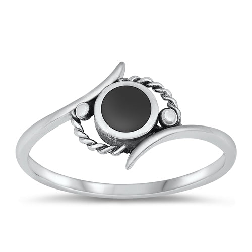 Sterling Silver Oxidized Black Agate Ring-10.2mm