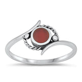 Sterling Silver Oxidized Red Agate Ring-10.2mm