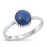 Sterling Silver Oxidized Blue Lapis Ring-9.2mm