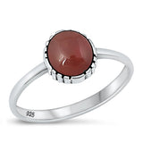 Sterling Silver Oxidized Red Agate Ring-9.2mm
