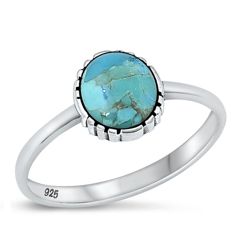 Sterling Silver Oxidized Genuine Turquoise Ring-9.2mm