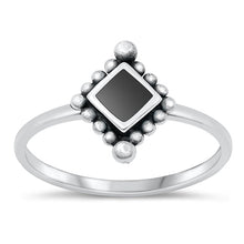 Load image into Gallery viewer, Sterling Silver Oxidized Black Agate Ring-11.8mm