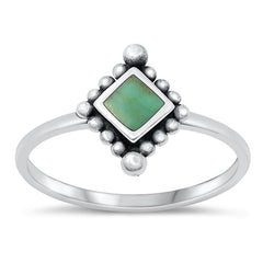 Sterling Silver Oxidized Turquoise Ring-11.8mm