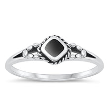 Load image into Gallery viewer, Sterling Silver Oxidized Genuine Black Agate Ring