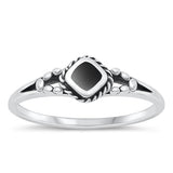 Sterling Silver Oxidized Genuine Black Agate Ring
