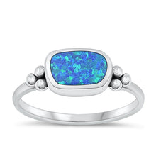 Load image into Gallery viewer, Sterling Silver Oxidized Blue Lab Opal Ring-6.6mm