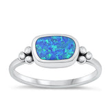 Sterling Silver Oxidized Blue Lab Opal Ring-6.6mm