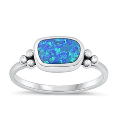 Sterling Silver Oxidized Blue Lab Opal Ring-6.6mm