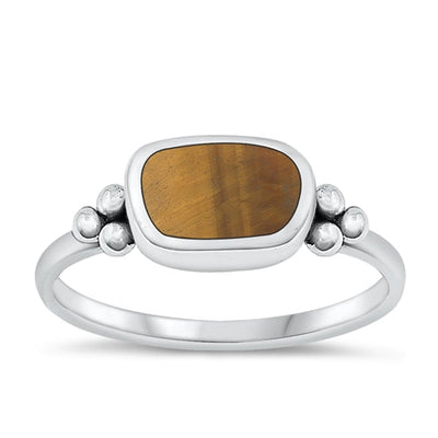Sterling Silver Oxidized Tiger Eye Ring-6.6mm