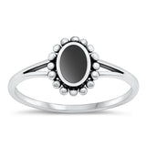 Sterling Silver Oxidized Black Agate Ring-9.8mm
