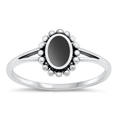Sterling Silver Oxidized Black Agate Ring-9.8mm