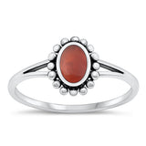 Sterling Silver Oxidized Red Agate Ring-9.8mm