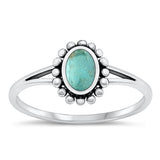 Sterling Silver Oxidized Genuine Turquoise Ring-9.8mm