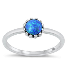 Load image into Gallery viewer, Sterling Silver Oxidized Blue Lab Opal Ring-6.5mm