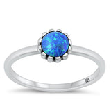 Sterling Silver Oxidized Blue Lab Opal Ring-6.5mm